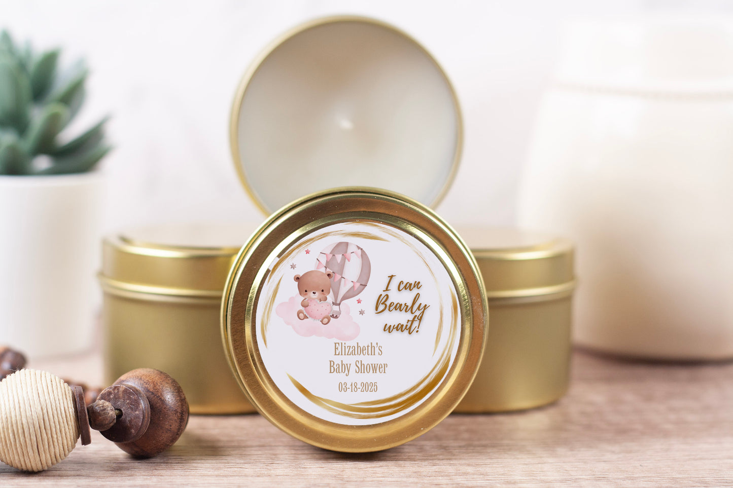 I Can Bearly Wait Baby Shower Candles |Teddy Bear Theme for Girl | Set of 12