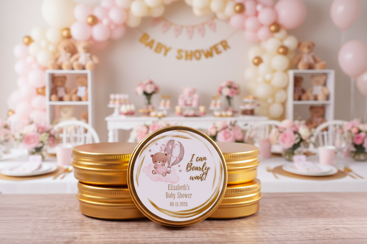 I Can Bearly Wait Baby Shower Candles |Teddy Bear Theme for Girl | Set of 12