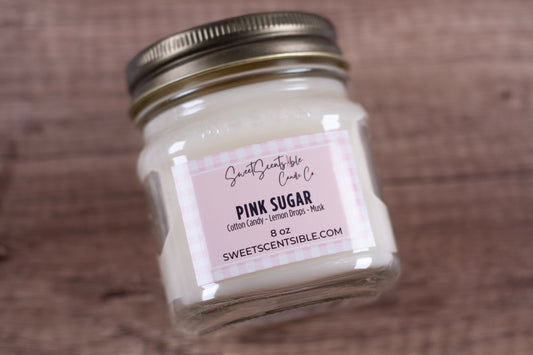 Pink Sugar Candle in Mason Jar