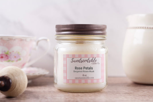 Rose Petals in Mason Jar